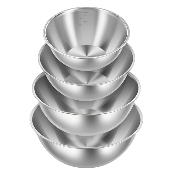 4Pcs Stainless Steel Mixing Bowl Set (23.6/40.5/71101oz) One Piece Construction Brushed Finish Ideal as Mixing Bowl for Baking Dough Kneading Salad and Food Prep