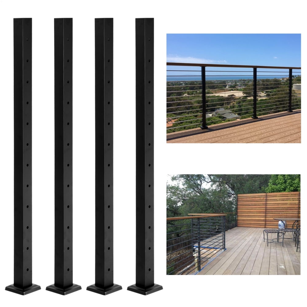 4Pcs Stainless Steel Railing Column 40.8in Pre-Drilled Post for Cable ...