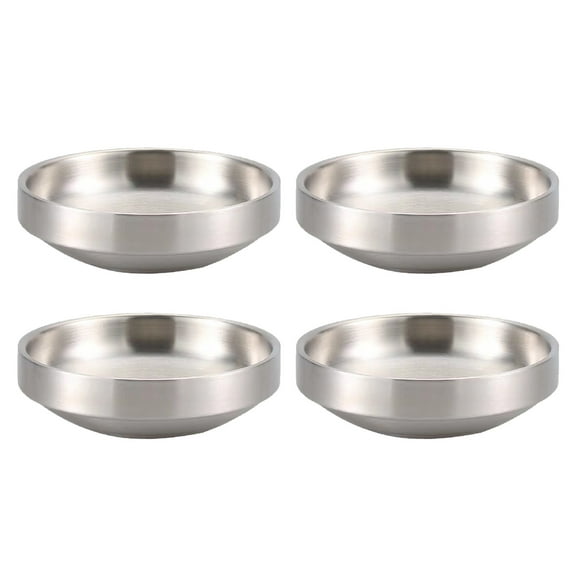 4Pcs Stainless Steels Sauce Bowl Round Seasoning Dishes Sauce Condiment Dipping Bowl Round Kimchi Plate Enduring