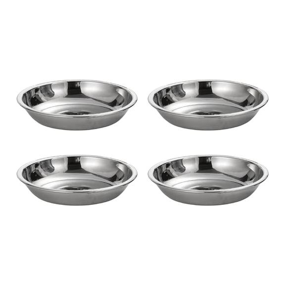 4Pcs Stainless Steels Serving Dishes Round Sauce Dipping Bowl Fruit Dessert Plate Serving Tray Flat Plate Dinnerware
