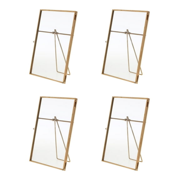4Pcs Standing Collection Picture Frame Decor with Glass Cover - Glass Desk Photo Pictures Display -