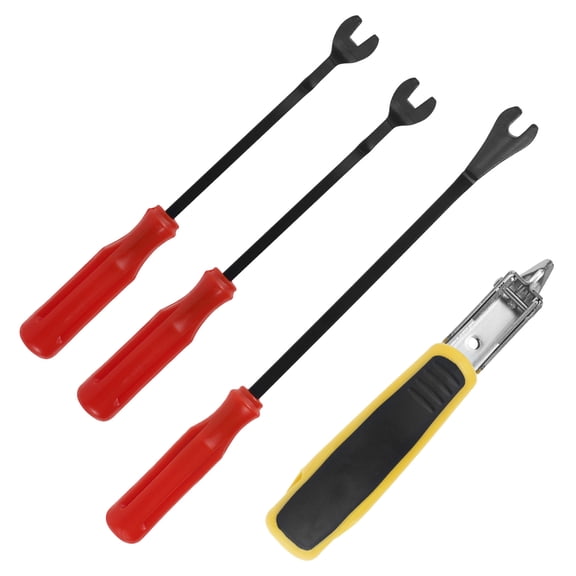 4Pcs Staple Remover Tool Sturdy Steel Nail Puller Heavy Duty Staple Remover Tool Professional Staple Remover Multipurpose Staple Lifter for Car Lights Door Panel Trim Logo Window Trims