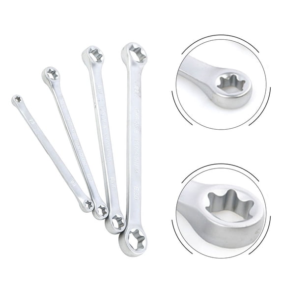 4Pcs Star Wrench Set for Torx E6-E24 External Hex Socket Spanner Metal