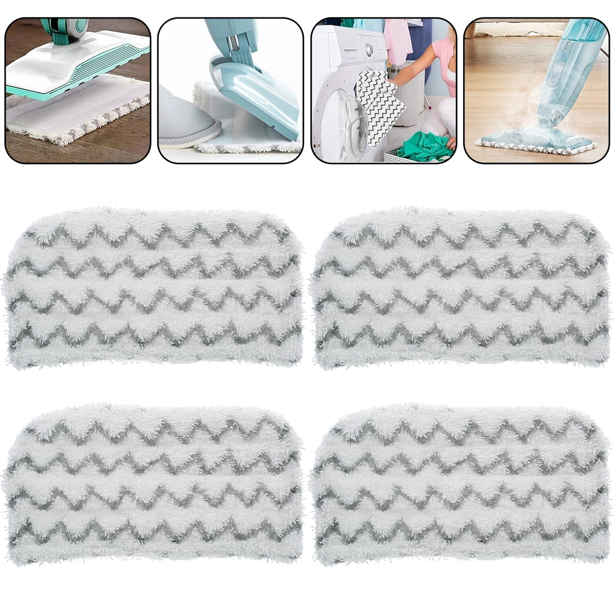 4Pcs Steam Mop Replacement Pad Reusable Stem Mop Pad Microfiber Washable Replacement Pad Soft