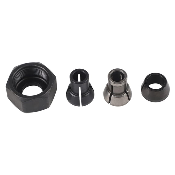 4Pcs Steel Collet Set 6Mm 6.35mm 8Mm For RP0900K RT0701C RT0702C RT0700CX2 M361 3608B Router Power Tool Accessories Black Finish