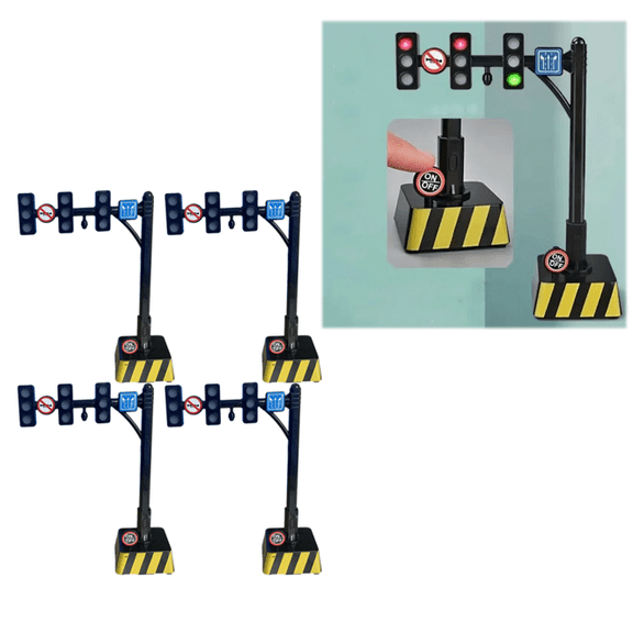 4Pcs Stop Light Lamp Electric Indicator Mini Model Sand Table Layout Landscape Display Decor,6.69Inch