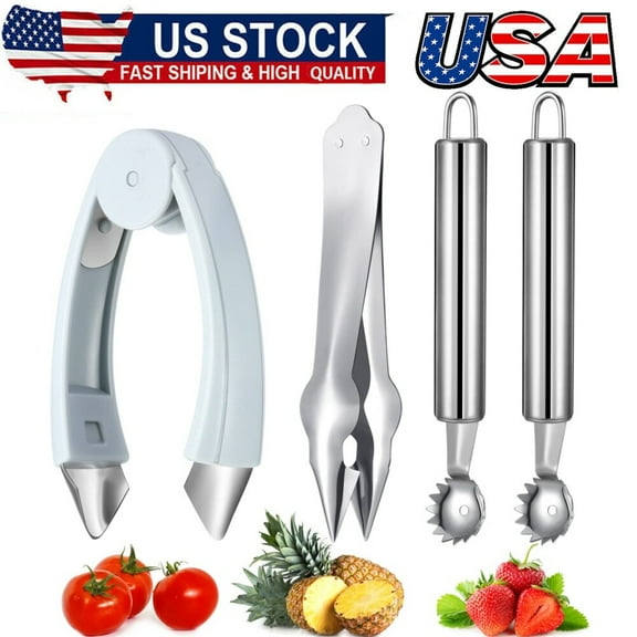 4Pcs Strawberry Huller Tomato Corer Top Stem Remover Corer Tool for Strawberry