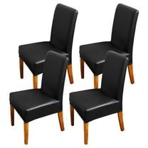 4Pcs Stretch Chair Cover Waterproof Chair Slipcover PU Reusable Seat Protector Cover for Dining Room Office Hotel