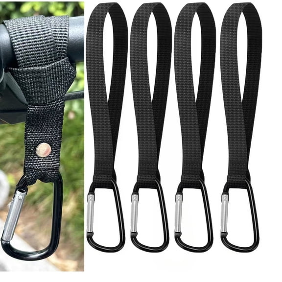 4Pcs Stroller Hooks, Universal Clips for Bags, Diaper Bags, Purse & Backpack, Heavy-Duty Hangers with Straps for Strollers, Bikes, Shopping Carts, Wheelchairs, Pet Strollers & Walkers