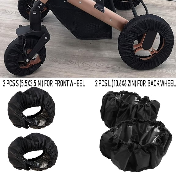 4Pcs Stroller Wheel Cover,Dustproof Wheelchair Protector aby Stroller Wheel Covers Pushchair Wheel Cover Stroller Accessory ( 2Pcs S + 2 Pcs L)