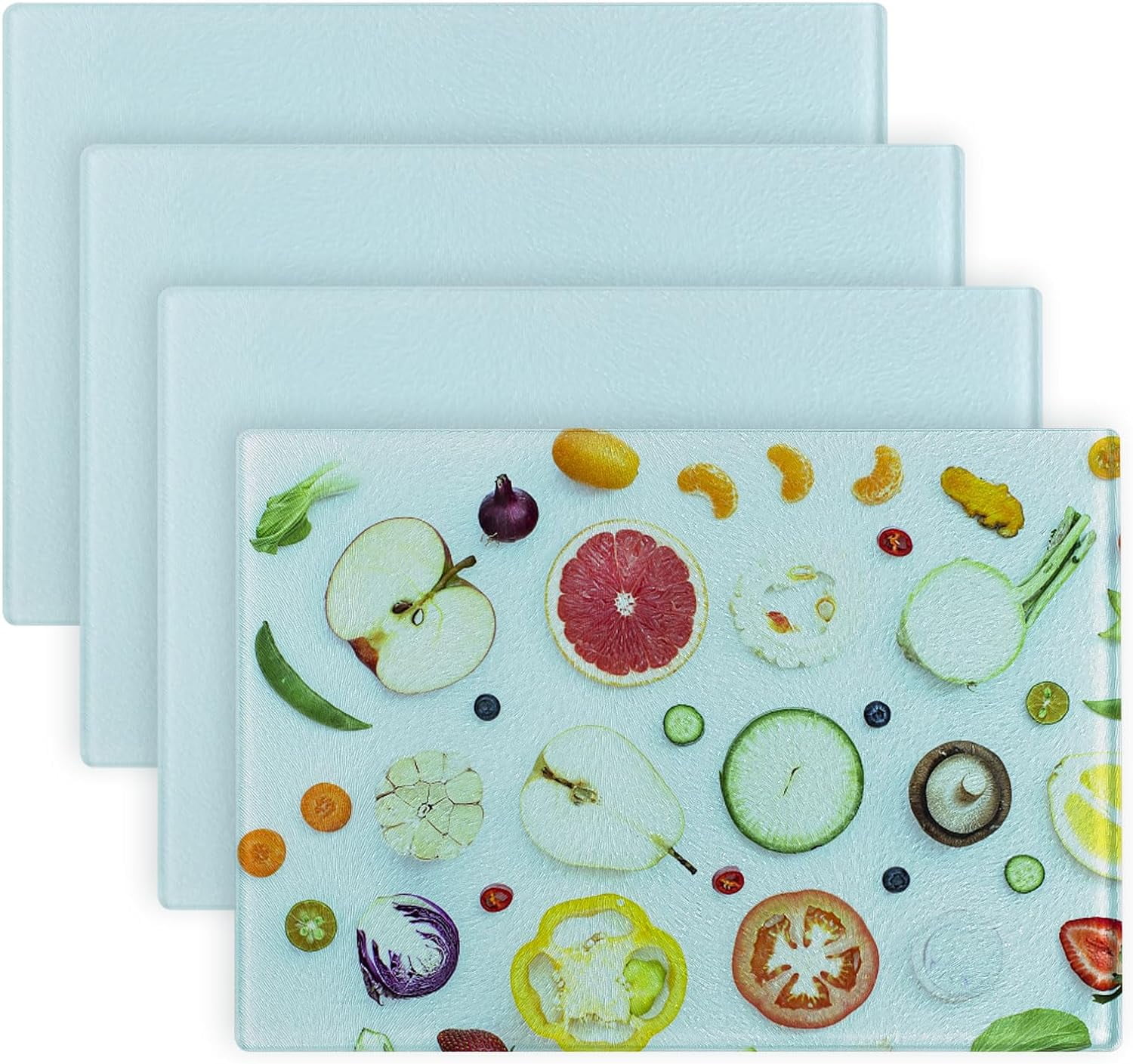 4Pcs Sublimation Glass Cutting Boards Rectangle Tempered Glass Cutting Blanks for Heat Press Printing Kitchen Vegetable Mixed Color 4pcs