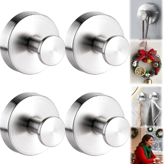 4Pcs Suction Cup Hooks,No Drill Waterproof Vacuum Lock Shower Suction Cup Hooks for Bathroom Wall, Kitchen, Glass, Mirror, Tile