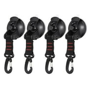 4Pcs Suction Cup Securing Hook Buckle Anchors For Car Awning Tent Camping Tarp (Red)