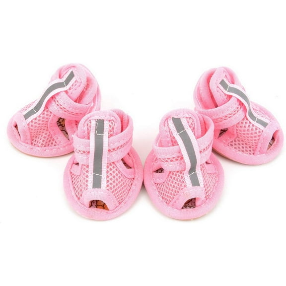 4Pcs Summer Dog Shoes for Hot Pavement Breathable Mesh Sandals Puppy Anti Slip Paw Protectors Adjustable Reflective for Boys Girls Pet Small Dog Cat Chihuahua