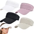 thumbnail image 1 of 4Pcs Sun Visors Hats for Women UV Protection Empty Top Wide Brim Summer Elastic Sports Hat for Running Tennis Golf (Black + White + Beige + Pink), 1 of 7