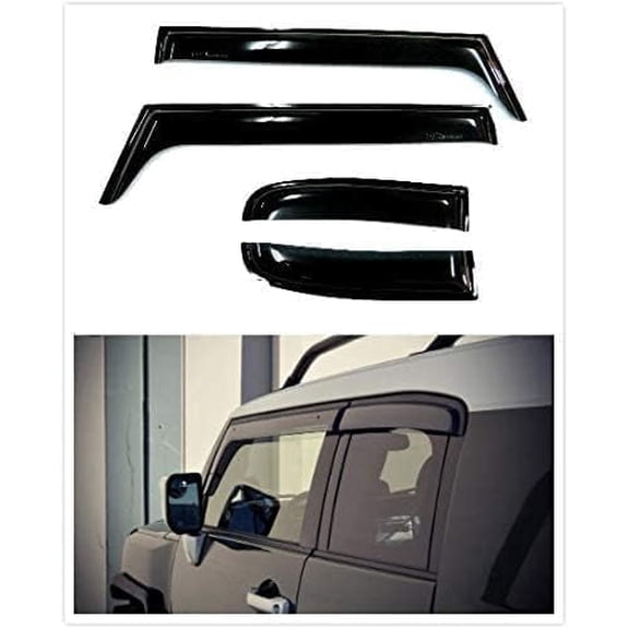 4Pcs Sun Wind Deflectors Vent Visor Side Window Visor Rain Guard Vent Shade Black Tinted for Toyota FJ Cruiser 2006-2017