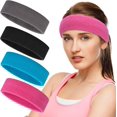 thumbnail image 1 of 4Pcs Sweatbands Set, Sports Headband for Men & Women, Cotton Sweat Head Bands, Moisture Wicking Athletic Terry Cloth Sweat Band for Tennis,Basketball,Football,Gymnastics,Working Out, 1 of 7