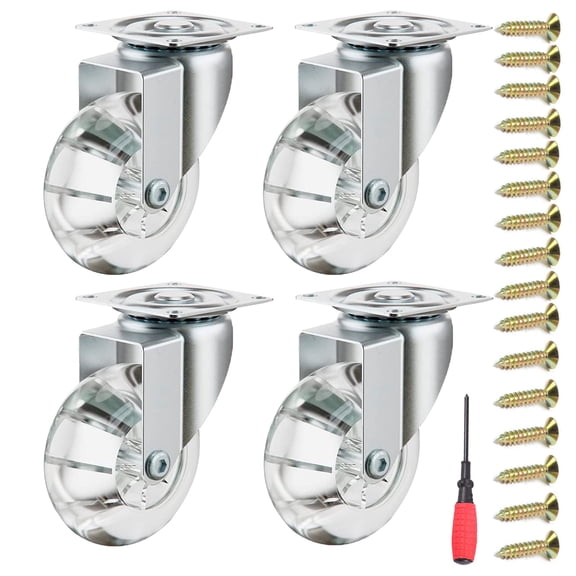 4Pcs Swivel Castors M1030mm Heavy Duty 2 inch 50mm Castor Wheel for Furniture Small Rubber 110lbs 50 kg per Wheel Transport Roller Furniture Trolleys