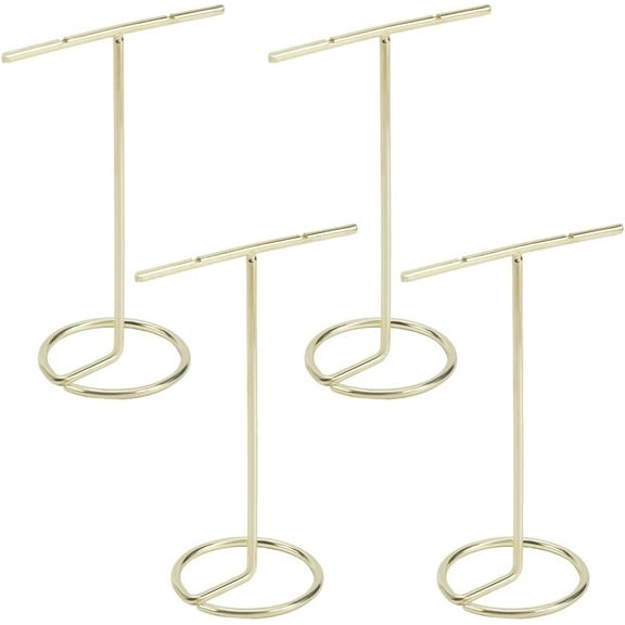 4Pcs T Shaped Jewelry Stand Necklace Stand Holder Earring Display Organizer Light Gold Jewelry Towers Bangles Rings Earrings Watch Hanging Organizers for Selling Home Storage Show Photo Gold