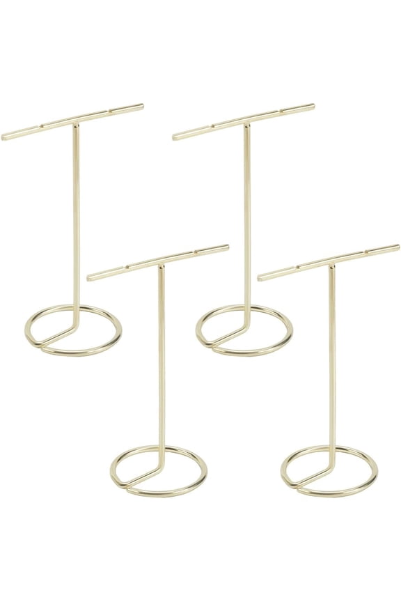 4Pcs T Shaped Jewelry Stand Necklace Stand Holder Earring Display Organizer Light Gold Jewelry Towers Bangles Rings Earrings Watch Hanging Organizers for Selling Home Storage Show Photo Light Gold