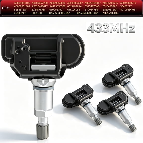 4Pcs TPMS Sensor 433MHz Fits Mercedes-Benz B250 C230 C250 C280 C300 Pre-Programmed Tire Pressure Monitoring System, OEM: A0009050030