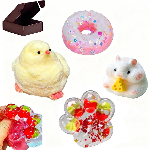 jQMUHLC 4Pcs Taba Squishy Toys,Taba Squishies Fidget Toys Squishy Squeeze Fufu Squishies for Adults Fidgets Stress Relief Birthday Gifts