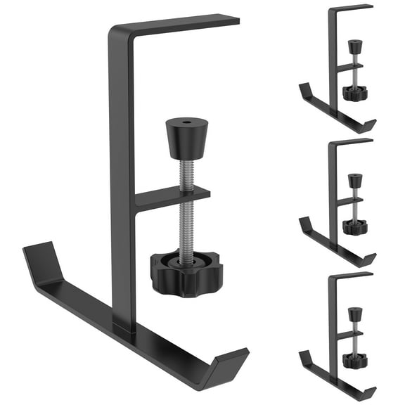 4Pcs Table Purse Hook Metal T Shape Desktop Hook No Drill Desk Clamp On Hook Adjustable Table Hanger Hook Under Desk Headphone Holder Desk Mount Backpack Hanger for Purse