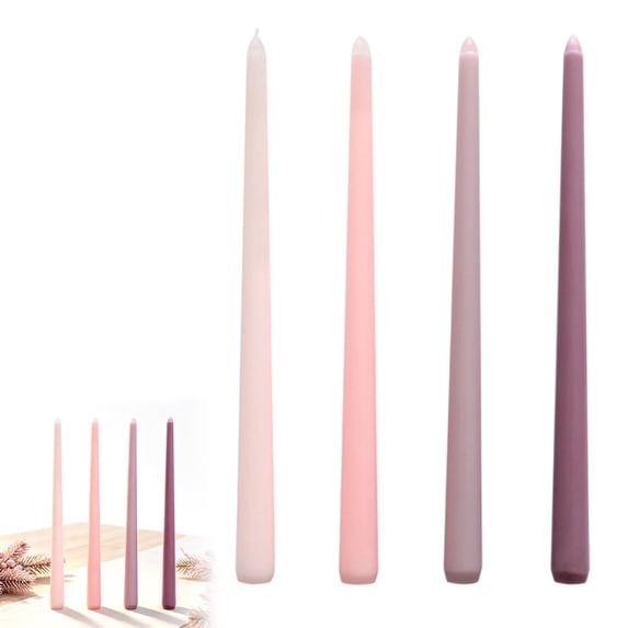 4Pcs Taper Candles, Color Taper Candles Set, Candle Sticks, Long Dinner Candles, Elegant Candlesticks Unscented Taper Candles for Wedding, Dinner Party, Romantic Event and Home Tabletop Decor