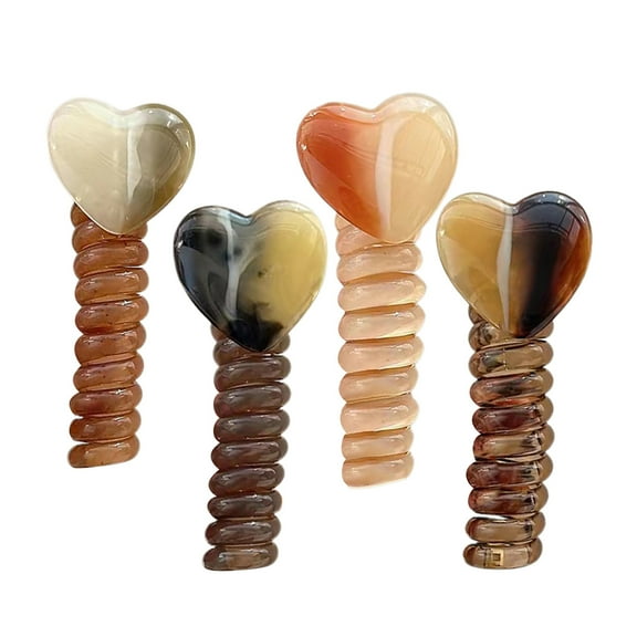 4Pcs Telephone Wire Hair Bands Heart Shape Spiral Hair Ties Rope Elastic Braided Phone Cord Headbands for Girls Women