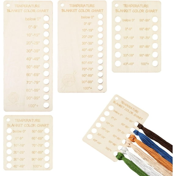 4Pcs Temperature Blanket Planner Wood Knitting Temperature Color Chart Reusable Blank Shade Card for Crochet Knitting Accessories Handmade Gifts