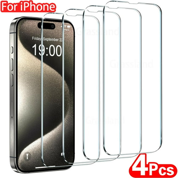 4Pcs Tempered Glass For iPhone 16 15 14 13 12 11 Pro Max Screen Protector For iPhone 7 8 Plus X XS Max XR Protective Glass Film