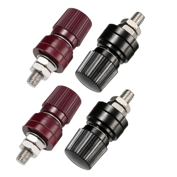 Unique Bargains 4Pcs Terminal Binding Post M6 Threaded Diameter JR2068 Black and Red
