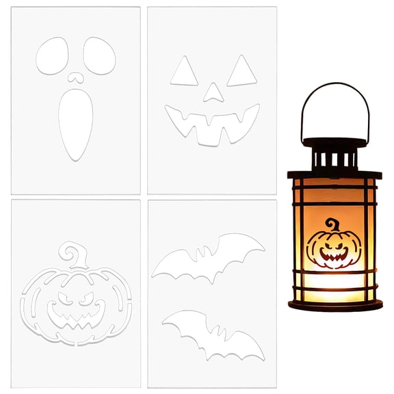 4Pcs Theme Acrylic Lantern Template Pumpkin Bat Router Templates for DIY Patchwork Sewing Crafts 8x5.5 Inch for DIY