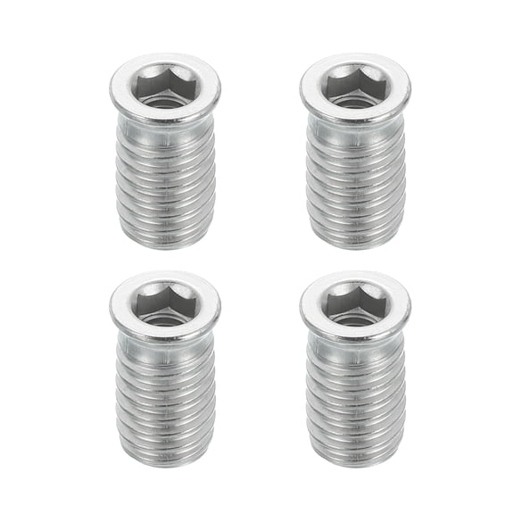 4Pcs Threaded Inserts Nuts, M6x20mm Hex Socket Drive Nut Inserts for Wood