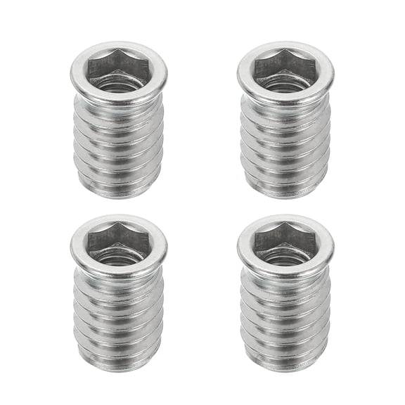 4Pcs Threaded Inserts Nuts, M8x20mm Hex Socket Drive Nut Inserts for Wood