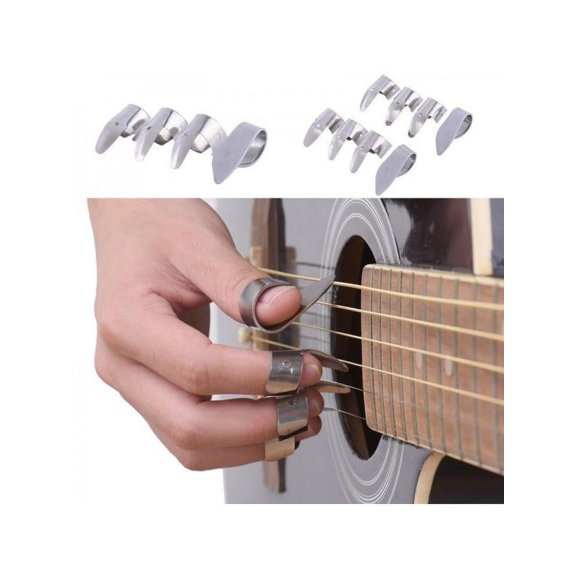 4Pcs Thumb Accessories Lightweight Finger Nail Stainless Steel Acoustic Guitar Pick
