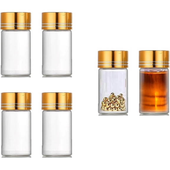 4Pcs Tiny Glass Jars with Lids 2ml Miniature Vials Bottles with Screw Cap Small Clear Vial Containers for Ashes Jar Little Bottle Caps Mini Vile Storage Craft Use 16x26mm