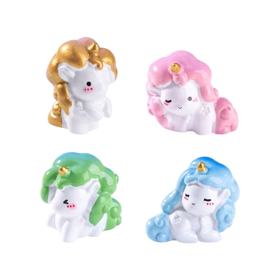 4Pcs Tiny Unicorns Minis Resin Unicorns Figurines for Garden Decors,Miniatures Dollhouses Accessories, Ornament