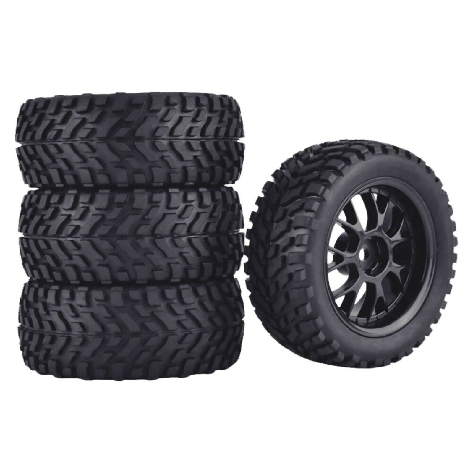 4Pcs Tires 75mm Tyres & Plastic Wheel Rims for HPI 1:10 RC Car ...