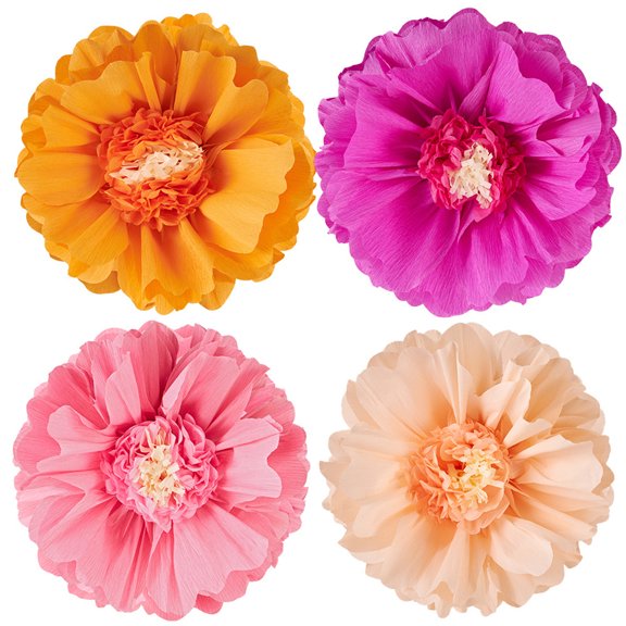 4Pcs Tissue Paper Flower Handmade Paper Flower Ceiling Ornament for Wedding Party Decoration