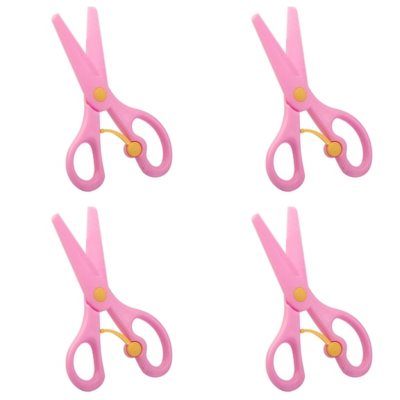 4Pcs Toddler Safety Scissors Ages 3-5, Plastic PreStudy Training Scissors with Blunt Tips Safe Craftss Supplies, Study Art Class, Paper Cutting Activities