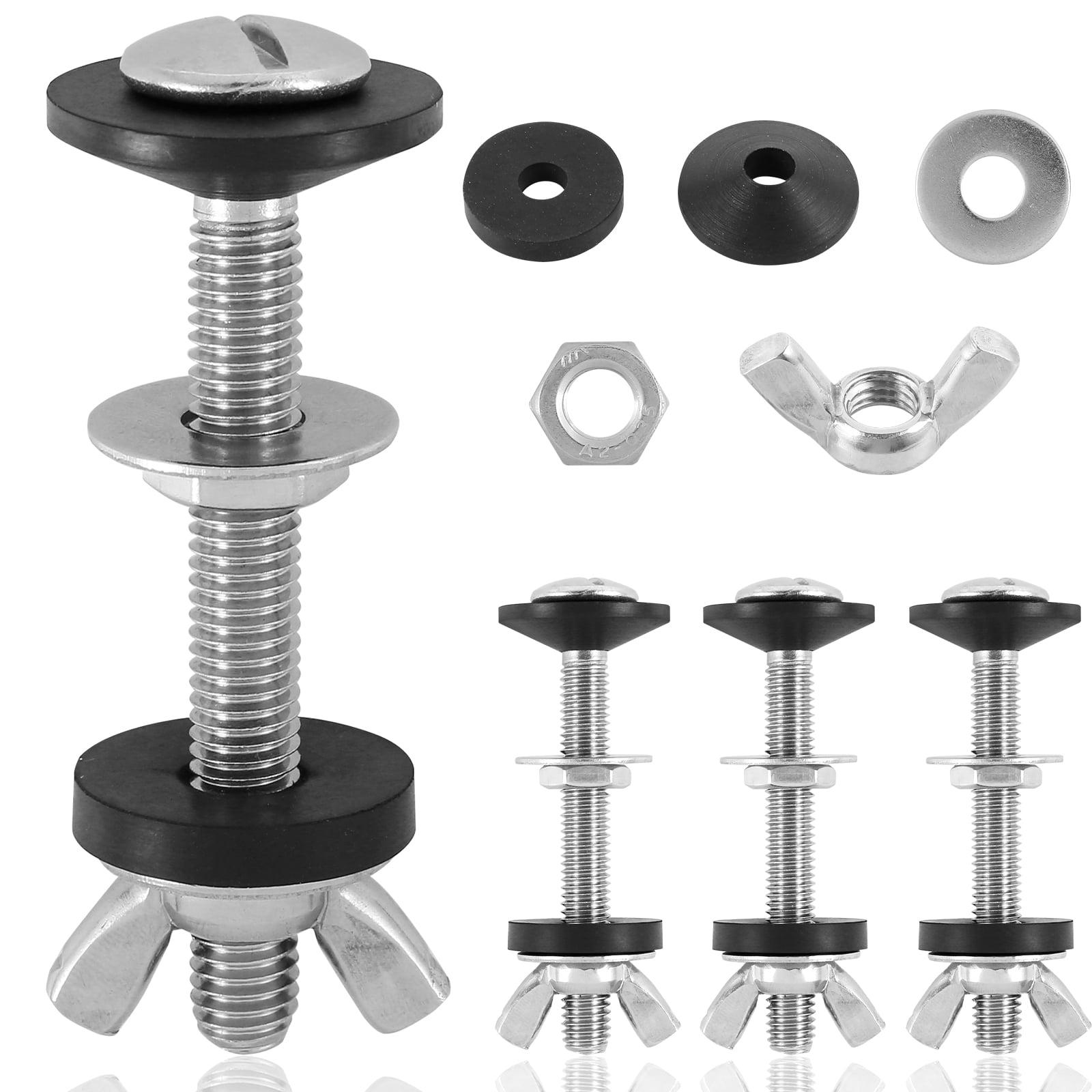 4Pcs Toilet Tank Bolts 304 Stainless Steel Toilet Seat Screw Bolt Kit 3