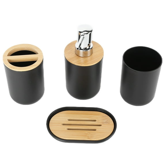 4Pcs Tooth Mug Bathroom Accessory Set Bamboo Waterproof Gift Toothbrush Cup for Home Hotel