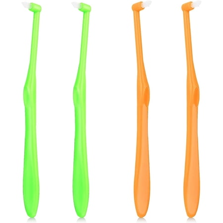 4Pcs Toothbrush Tufted Brush End-Tapered Trim Toothbrush Soft Trim Toothbrush Single Compact Interdental Interspace Toothbrush for Orthodontic Braces Bridges Line and Detail Cleaning