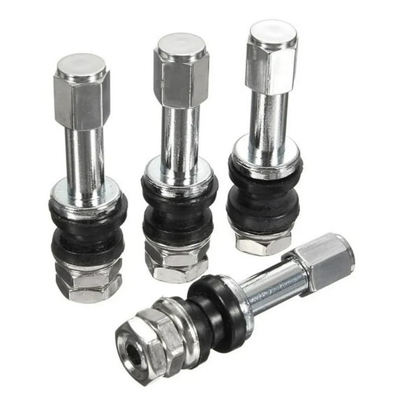 4Pcs Tr48E Bolt Screw On Tire Valve Stem Chrome Metal High Pressure Flush W/ Cap