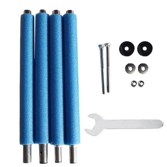 4Pcs Trampoline Replacement Enclosure Net Poles Kit with Blue Waterproof Anti-Collision Foam Sleeves Complete Screws Nuts Washers Wrench Universal Trampoline Repair Accessories(Blue-176cm)