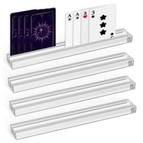 4Pcs Transparent Acrylic Game Card Holder Versatile Easy to Clean Playing Card Rack With Double Groove Base for Tabletop Use