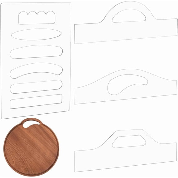 4Pcs Transparent Acrylic Router Templates Clear Acrylic Handle Cutting Board for Woodworking Angled Curvy Tracing Stencils Guide Tools Clear