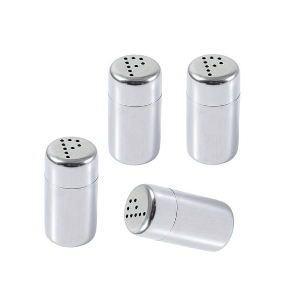 4Pcs Travel Friendly Mini Salt Shakers Set Stainless Steel Condiment Holders Spices Container with Lid for Camping