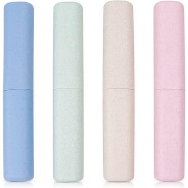 4Pcs Travel Toothbrush Case Portable Toothbrush Carrier Case Plastic Toothbrush Storage Case Cover Toothbrush Cup Container for Traveling, Camping, Bathroom, Home, School